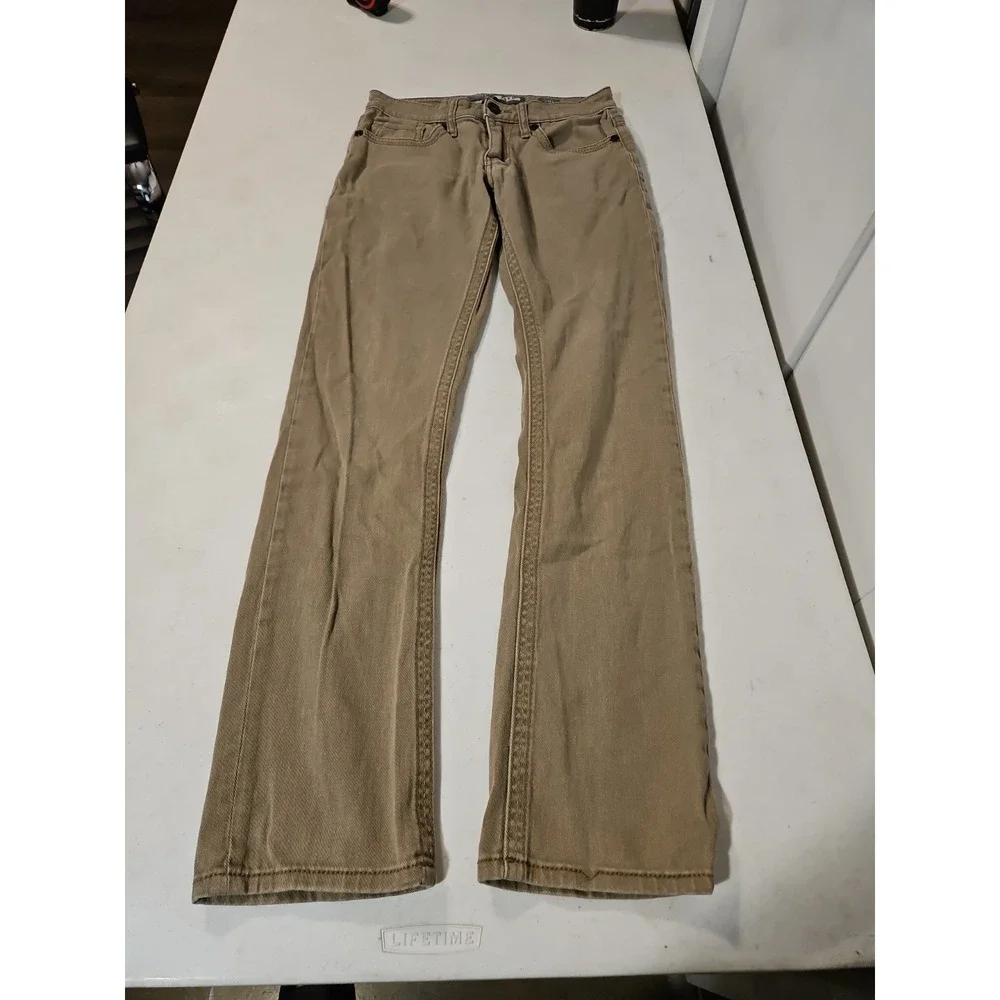 BKE Jake Straight Leg Jeans Mens 29L Brown Denim Stretch Waist Buckle BKE (1787